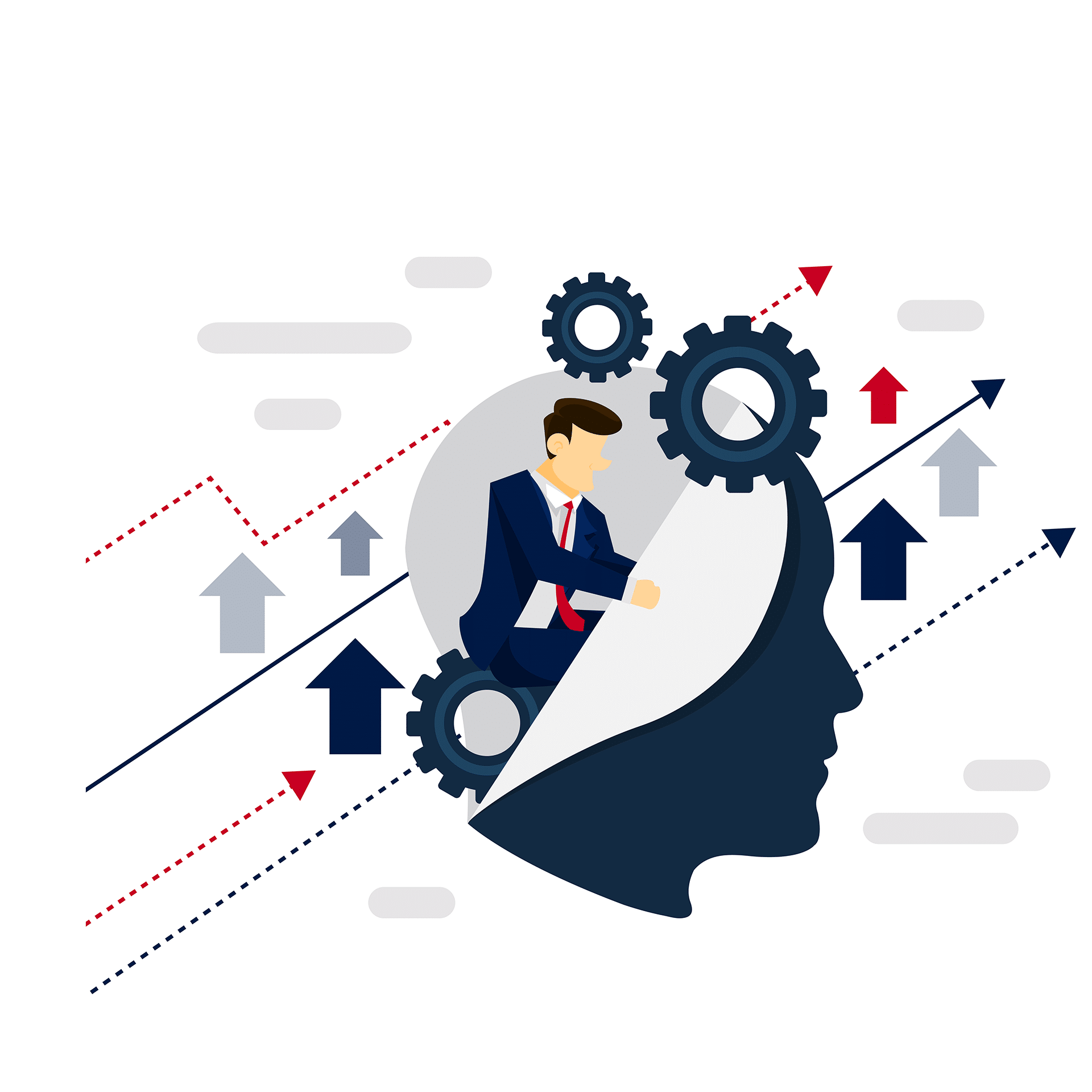 graphic illustration of a business man strategizing