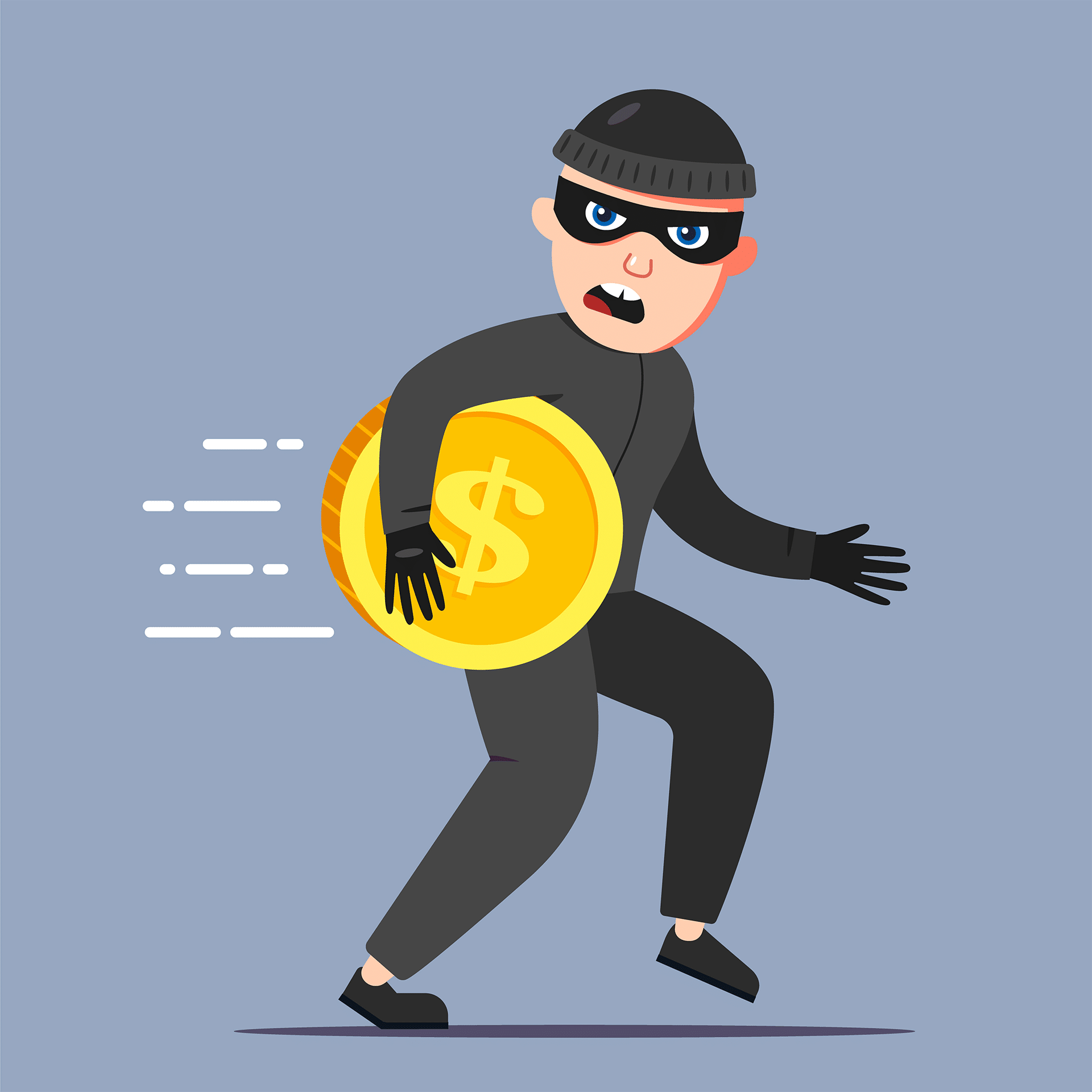illustration of a thief stealing money
