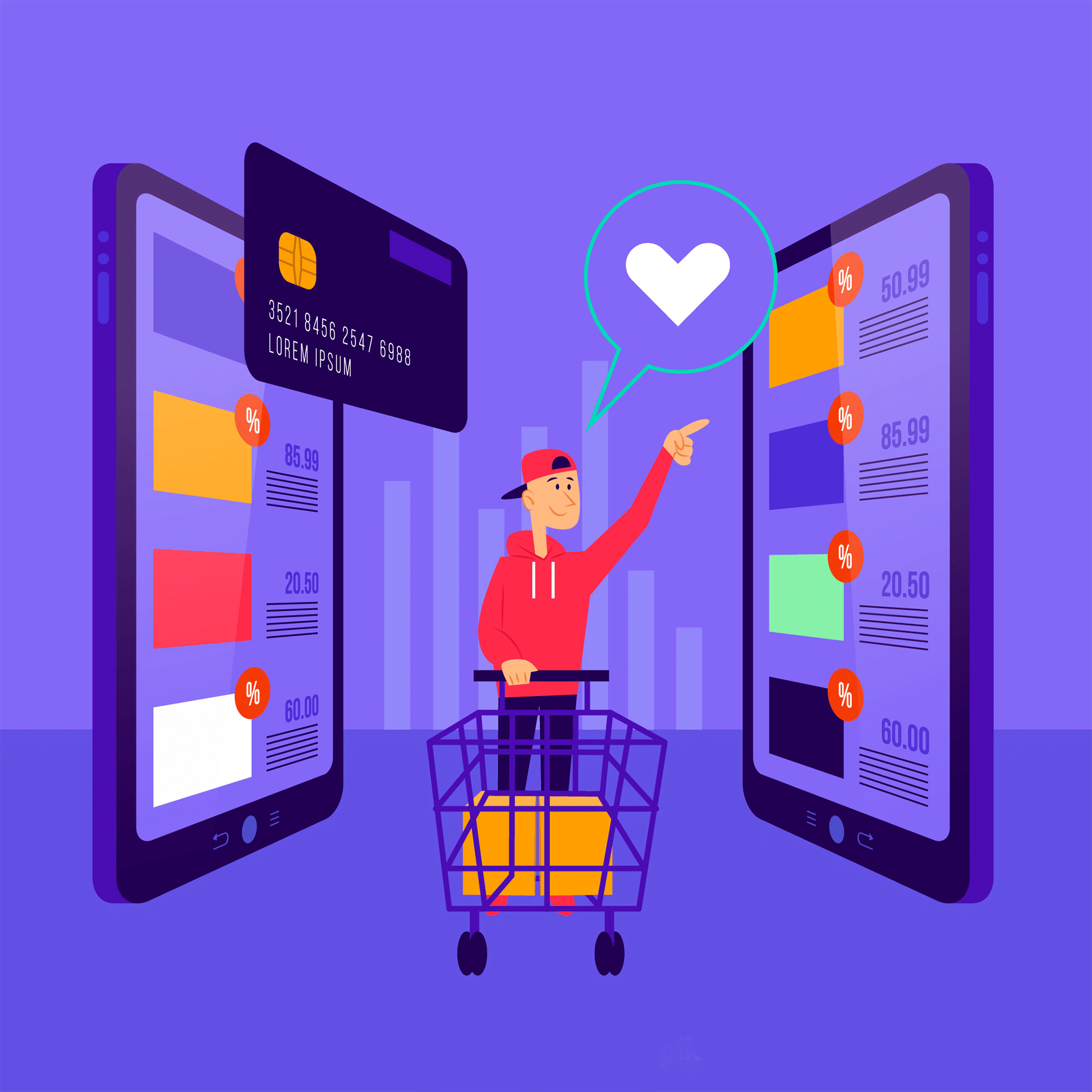 man shopping online using smartphones