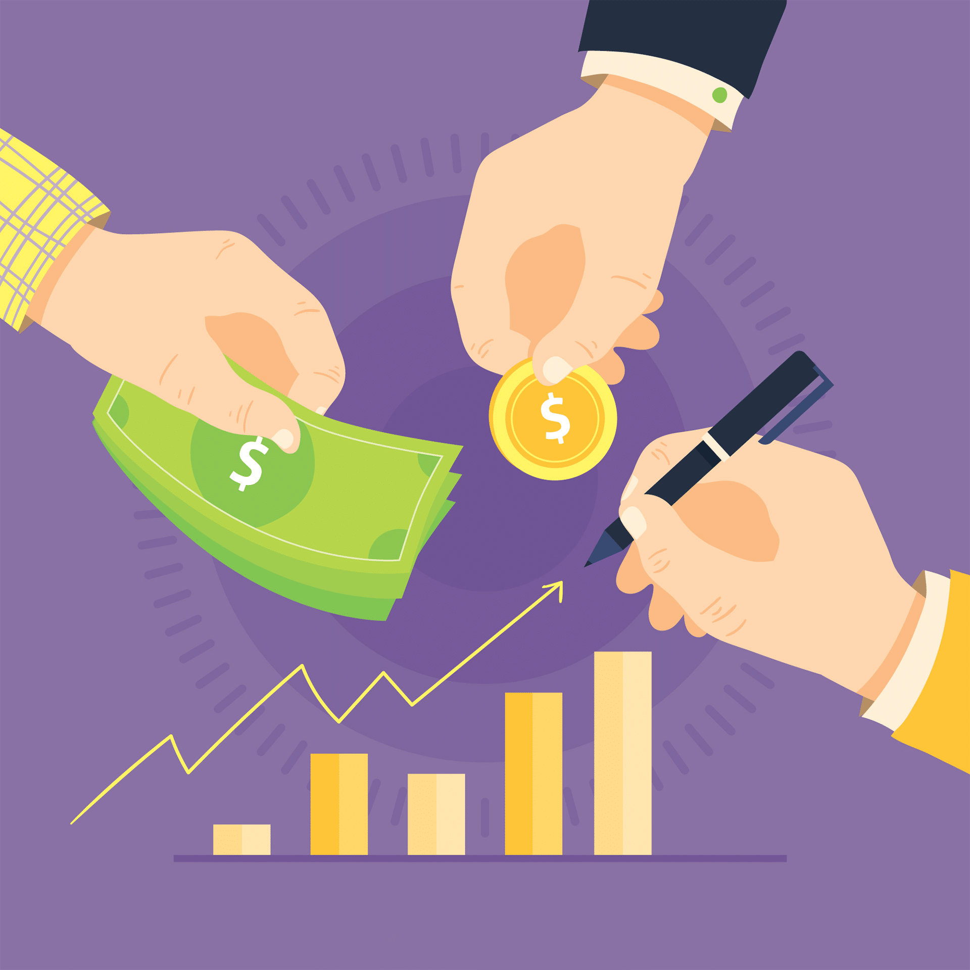 illustration of money and graphs