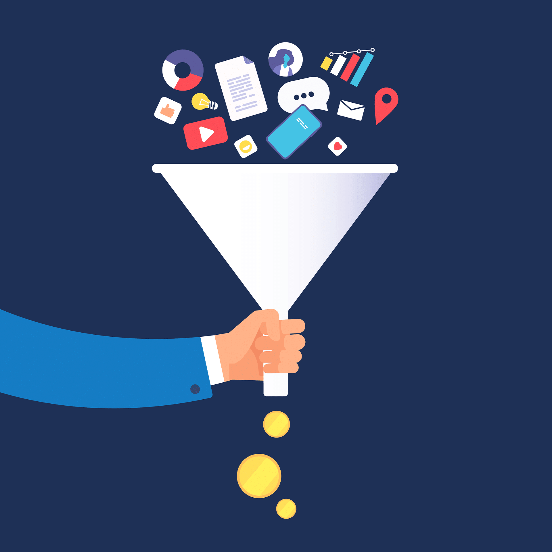 Illustration of sales funnel