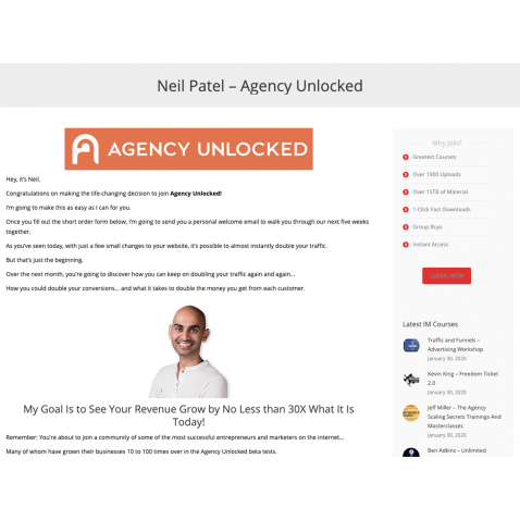 Neil Patel’s Agency Unlocked 5 Week Course