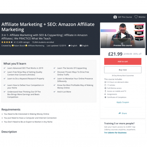 Affiliate Marketing & SEO Mastery Course - Clickbank, CPA, Amazon